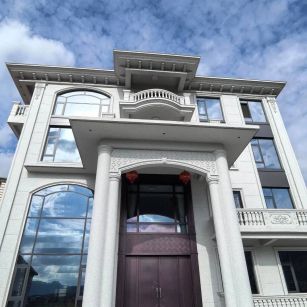 临汾白麻别墅外墙干挂石材效果示例