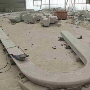 临汾 芝麻白花岗岩弧形花坛石，坐凳石