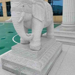 临汾 白麻花岗岩动物异形石雕-大象