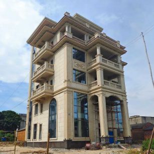 临汾 黄金麻花岗岩石材别墅外墙干挂搭配（雕花栏杆花瓶柱门楼罗马柱）