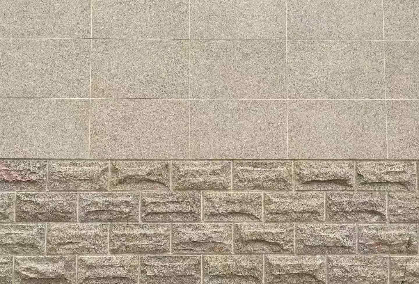 临汾 黄金麻自然面蘑菇石配荔枝面干挂