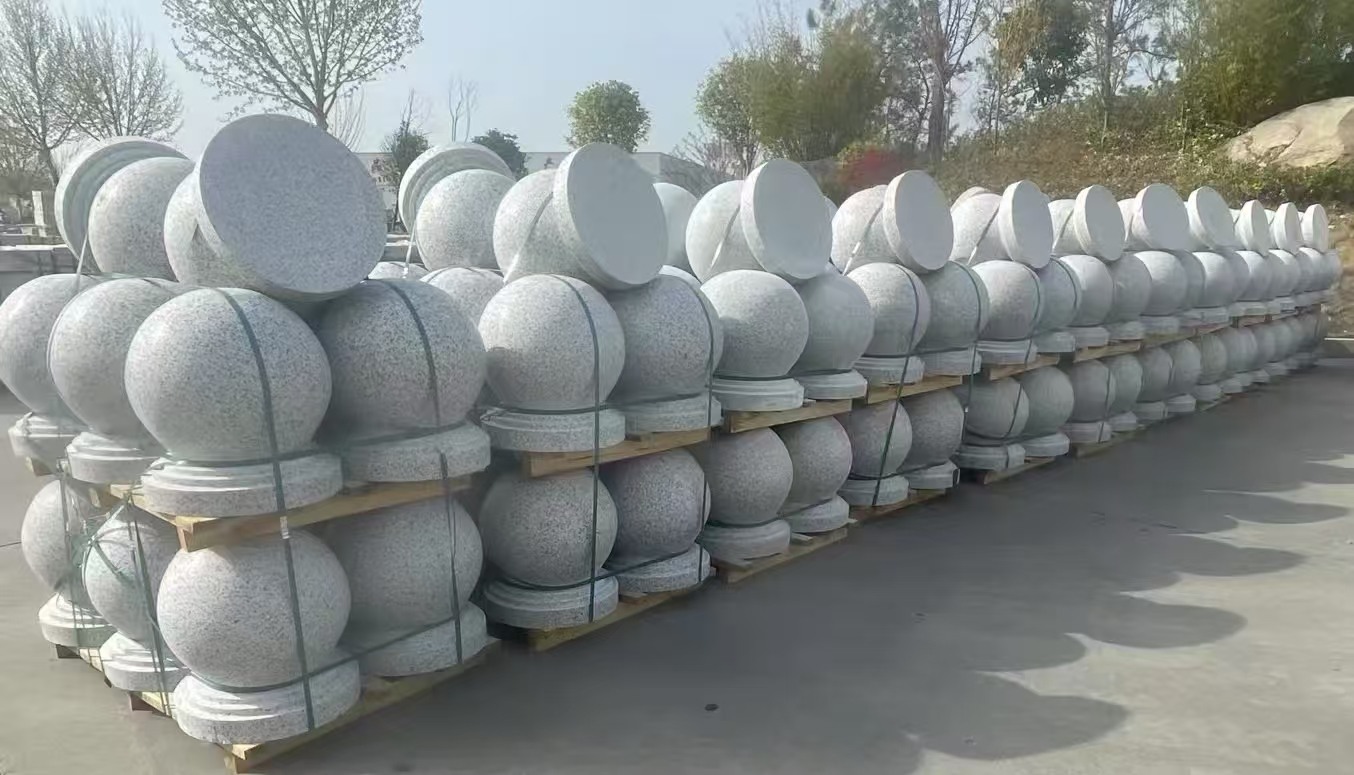 临汾 白麻花岗岩石材圆球，石球，挡车球，隔离球，景观石球，风水球等